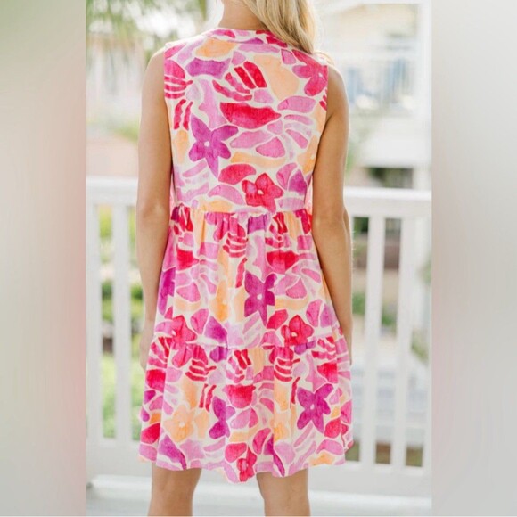 NWT Baltic Born Pink Multi Floral Cami Short Linen Blend Dress Sz S Cute Summer - Picture 5 of 16